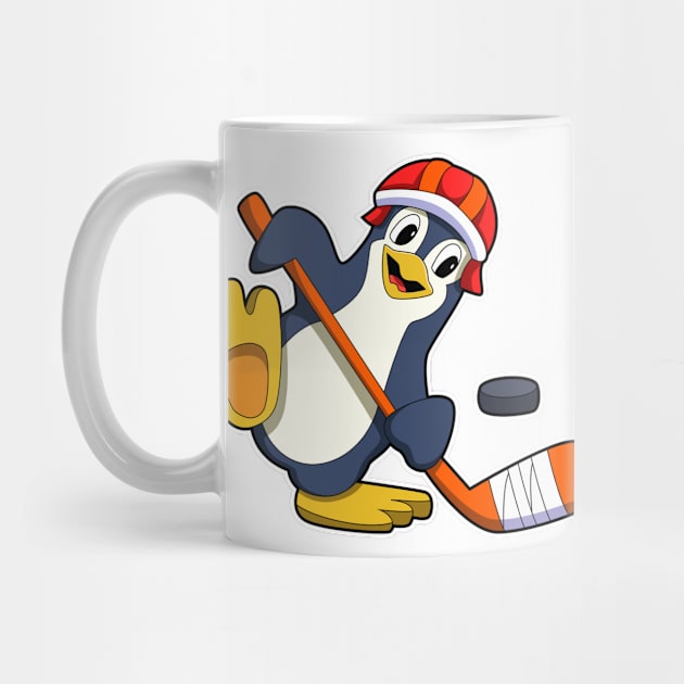 Penguin at Ice hockey with Ice hockey stick & Cap by Markus Schnabel